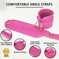 2x Adjustable Ankle Straps for Cable Machines D-Rings Gym Cuff Kickbacks Glute Workouts Leg Extensions Straps Hip Pink - SuperSaverAU - view 2