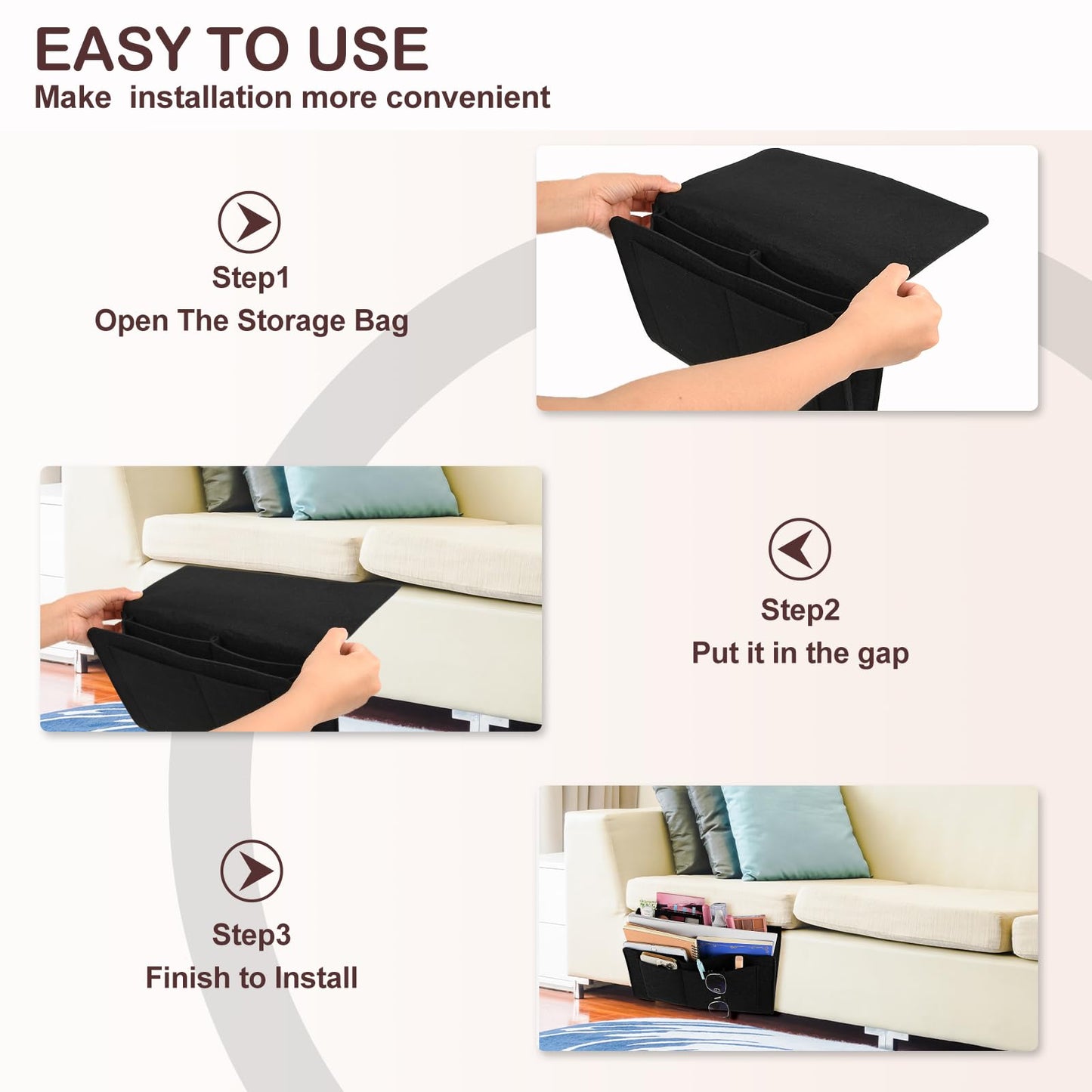 Black Bedside Caddy Organizer by Premium - Multi-Purpose Storage Solution