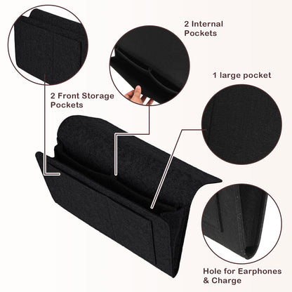 Black Bedside Caddy Organizer by Premium - Multi-Purpose Storage Solution