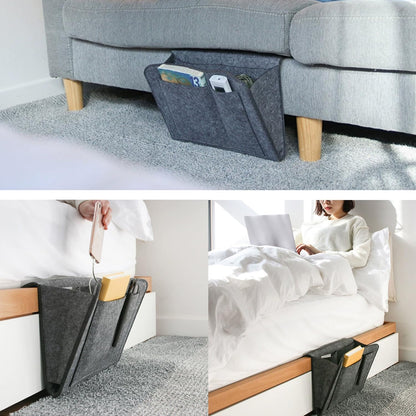 Dark Grey Bedside Caddy Organizer by Premium - Multi-Purpose Storage Solution