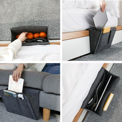 Dark Grey Bedside Caddy Organizer by Premium - Multi-Purpose Storage Solution