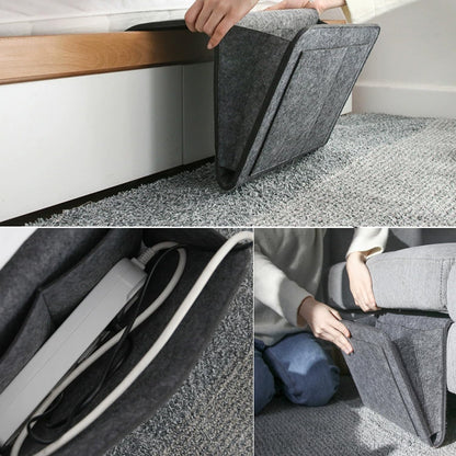 Dark Grey Bedside Caddy Organizer by Premium - Multi-Purpose Storage Solution