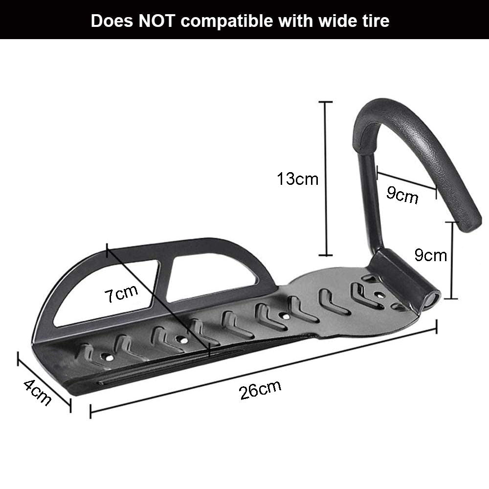 Bicycle Wall Hook 26cm x 4cm x 13cm, Rubber Coated, Stable Design, 600g - SuperSaverAU - view 3
