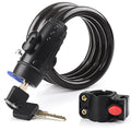 Premium Bike Cable Lock with 12mm Steel Cable, Bracket & 2 Keys - 1.2m
