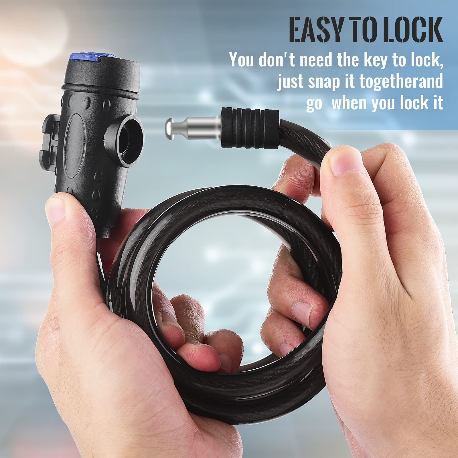 Premium Bike Cable Lock with 12mm Steel Cable, Bracket & 2 Keys - 1.2m