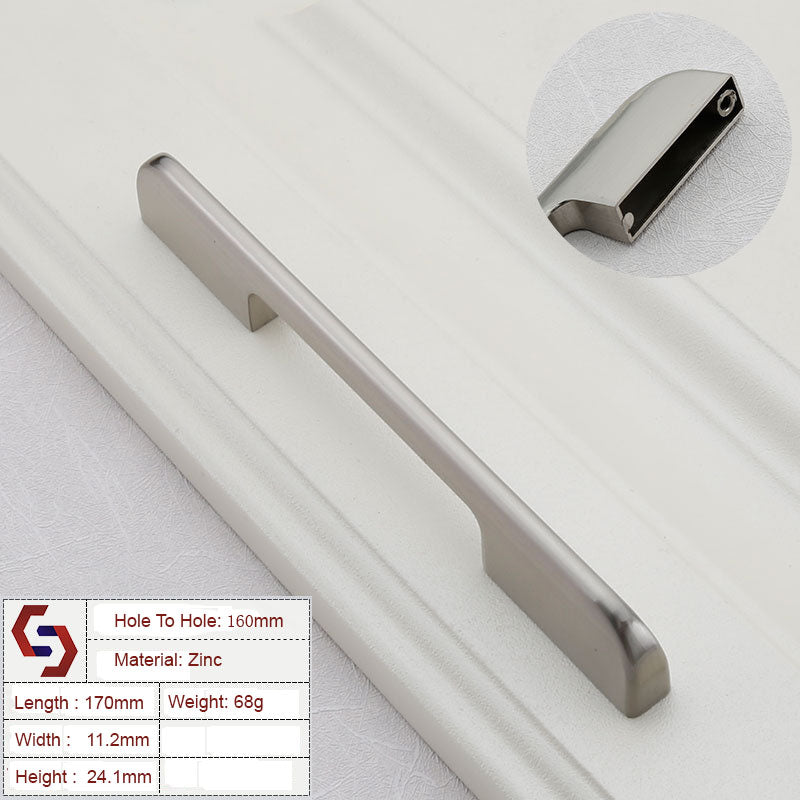 Zinc Kitchen Cabinet Handles, Brushed Silver, 160mm, Modern European Style - SuperSaverAU - view 1