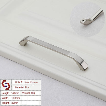 Zinc Kitchen Cabinet Handle Pull, Modern Silver, 128mm Hole to Hole, Sleek Design