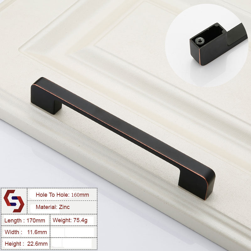 Zinc Kitchen Cabinet Handle Pull, Modern Black & Copper, 160mm, Sleek Design - SuperSaverAU - view 1