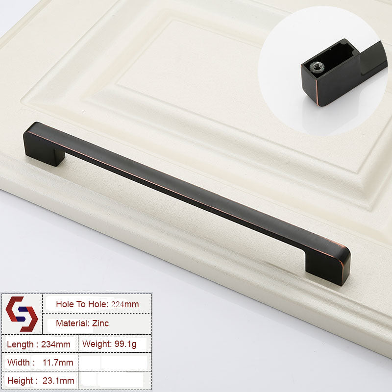 Zinc Kitchen Cabinet Handle Pull, Black & Copper, 224mm, Modern Design - SuperSaverAU - view 1