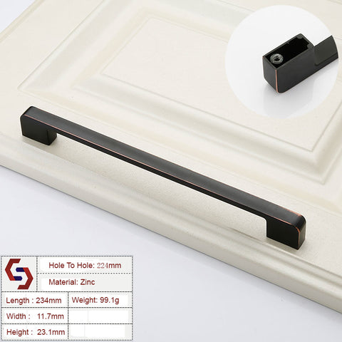 Zinc Kitchen Cabinet Handle Pull, Black & Copper, 224mm, Modern Design - SuperSaverAU - view 1