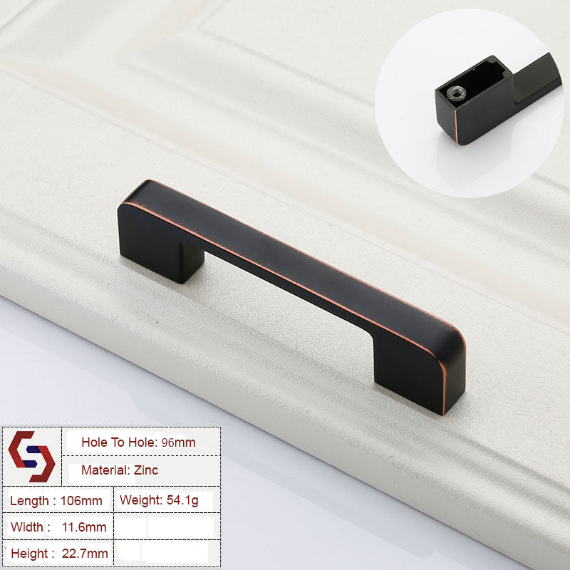 Zinc Kitchen Cabinet Handle Pull, Black & Copper, 96mm, Modern Design - SuperSaverAU - view 1