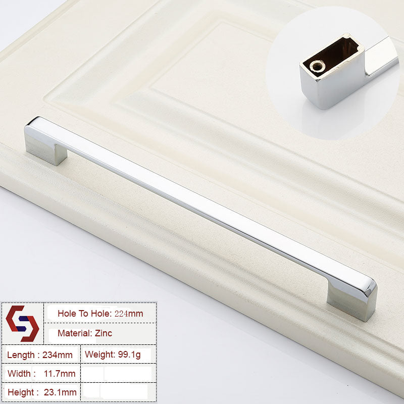Zinc Kitchen Cabinet Pull, Modern Silver Handle, 224mm Hole Size, Sleek Design - SuperSaverAU - view 1