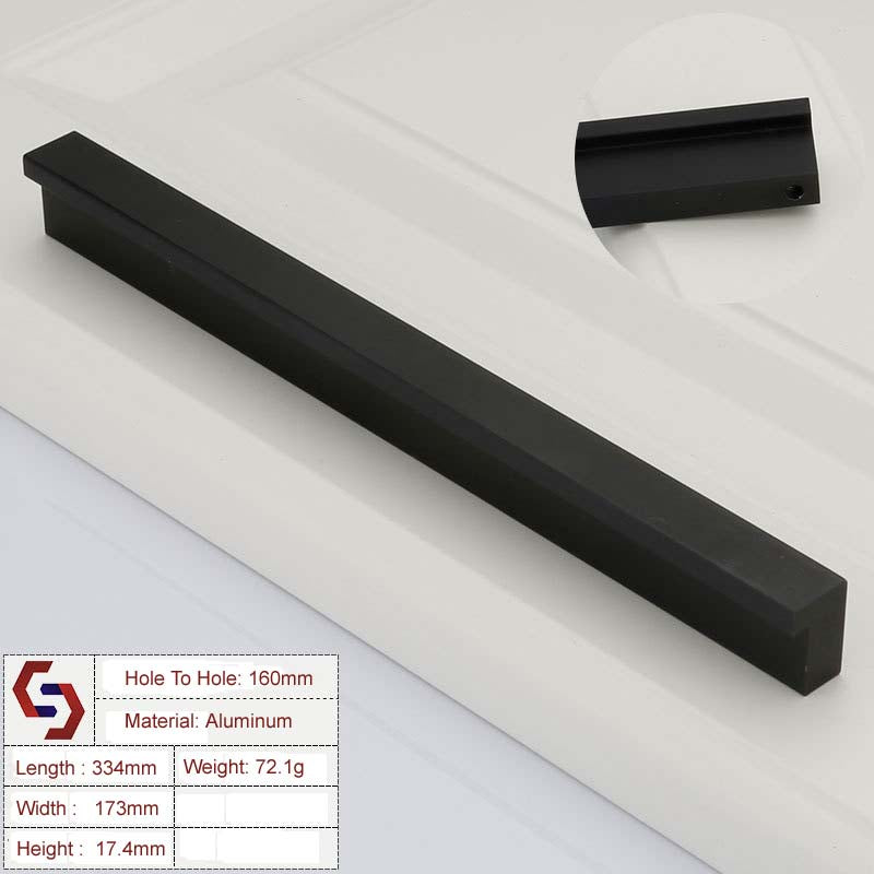 Zinc Kitchen Cabinet Handles 160mm, Modern Black Drawer Bar Pull, Sleek Design