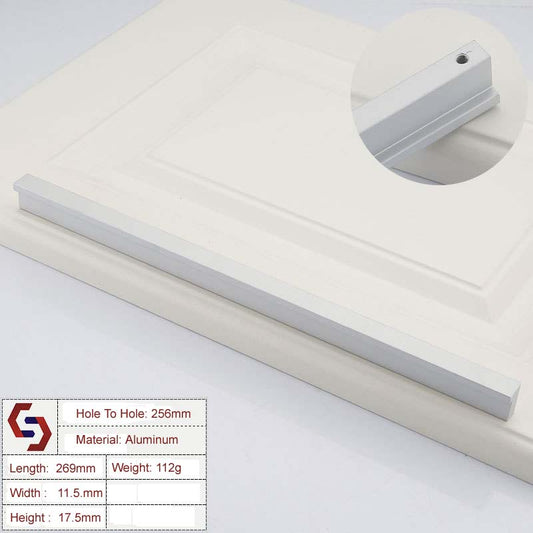 Zinc Kitchen Cabinet Handles Drawer Bar Pull Silver 256mm Modern European Style