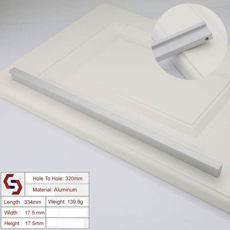 Zinc Kitchen Cabinet Handles Drawer Bar Pull Silver 320mm Modern European Style - SuperSaverAU - view 1