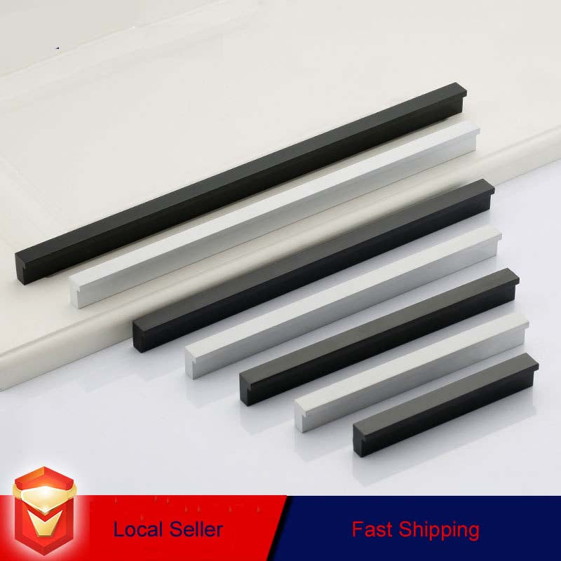 Zinc Kitchen Cabinet Handles 96mm Silver Modern European Style Pulls - SuperSaverAU - view 1