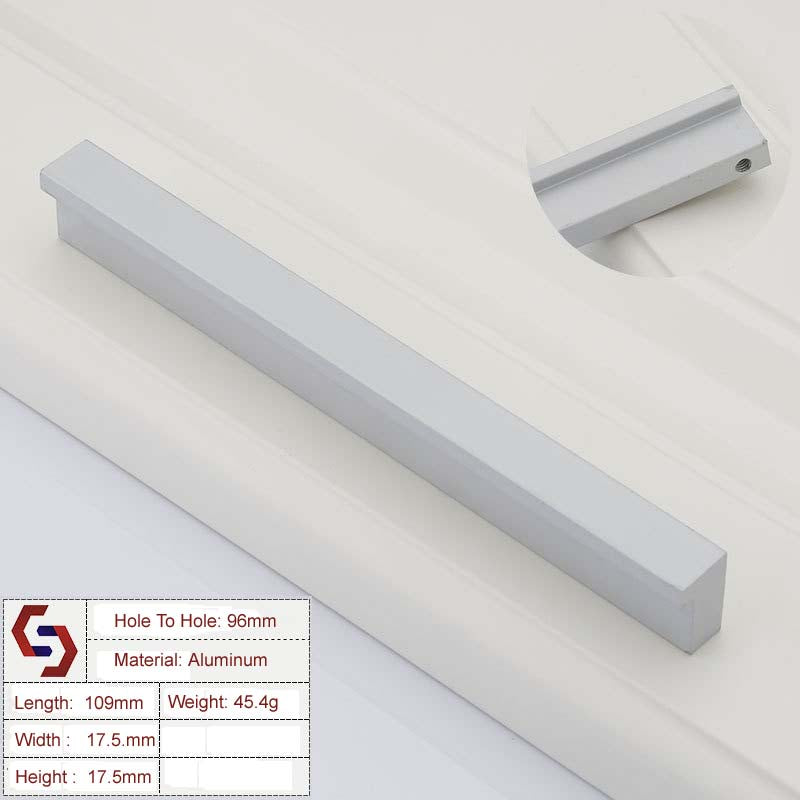 Zinc Kitchen Cabinet Handles 96mm Silver Modern European Style Pulls
