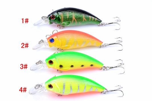 Durable ABS 7.5cm Popper Crank Bait Fishing Lure 4 Colors for Saltwater/Freshwater