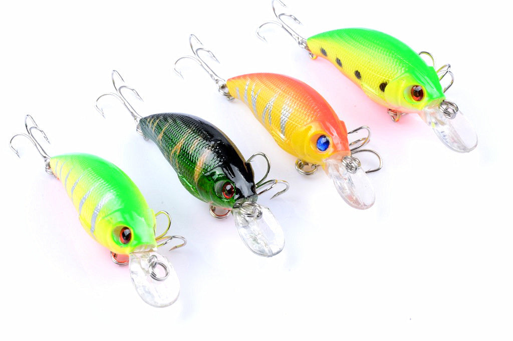 Durable ABS 7.5cm Popper Crank Bait Fishing Lure 4 Colors for Saltwater/Freshwater