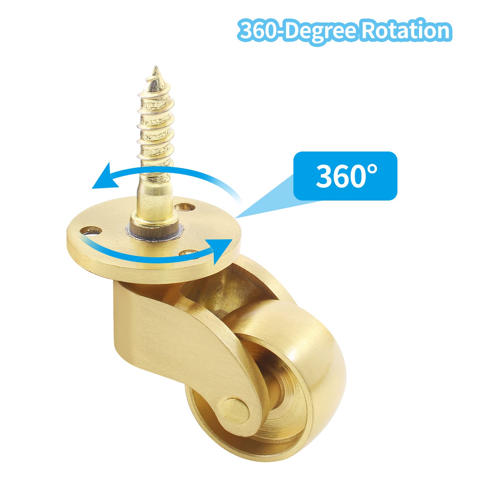 Brass Caster Wheel 1" / 25mm Swivel 360-Degree for Furniture, 100kg Load - SuperSaverAU - view 1