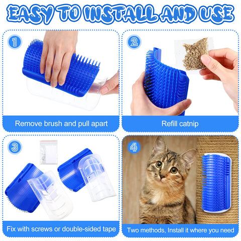 Cat Self Groomer Wall Corner Scratcher Comb with Catnip, 13cm x 8cm x 5cm - SuperSaverAU - view 2