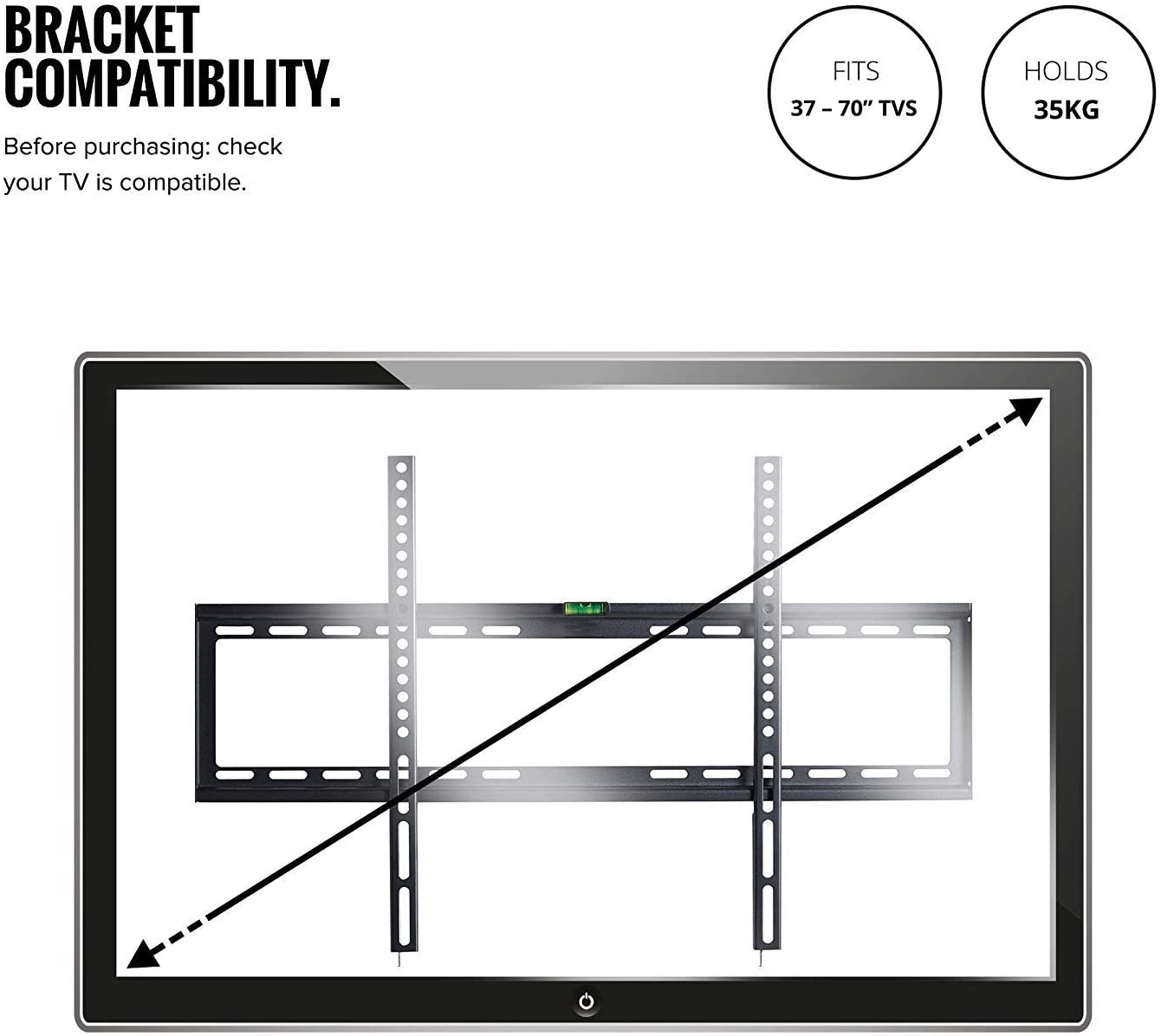 Premium Fixed TV Wall Mount Bracket for 32-70 Inch TVs 75kg Capacity