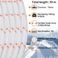 Premium White 12mm x 10m Nylon Safety Rope with Steel Core