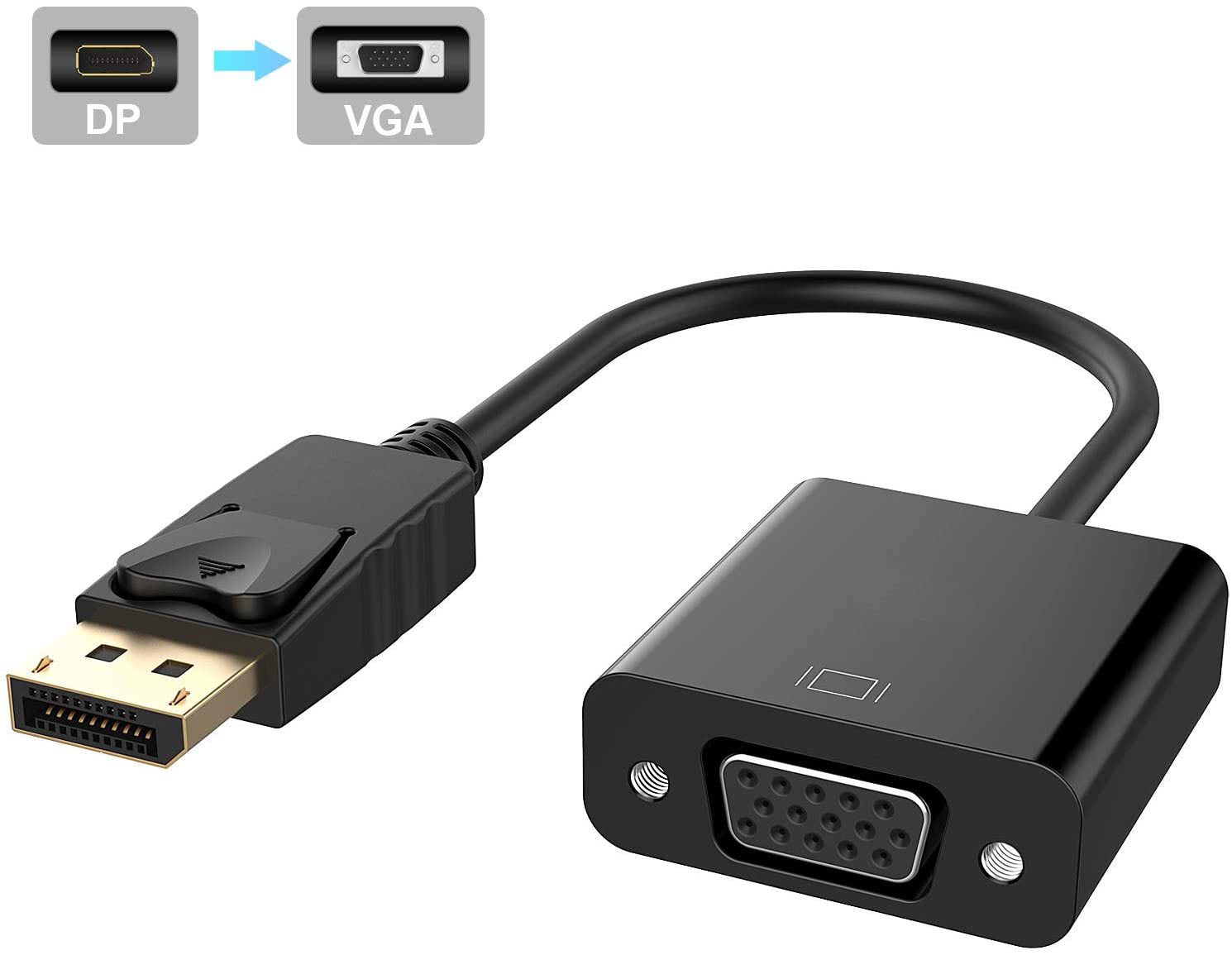 DisplayPort Male to VGA Female Gold-Plated DP Display Port to VGA Adapter - SuperSaverAU - view 1