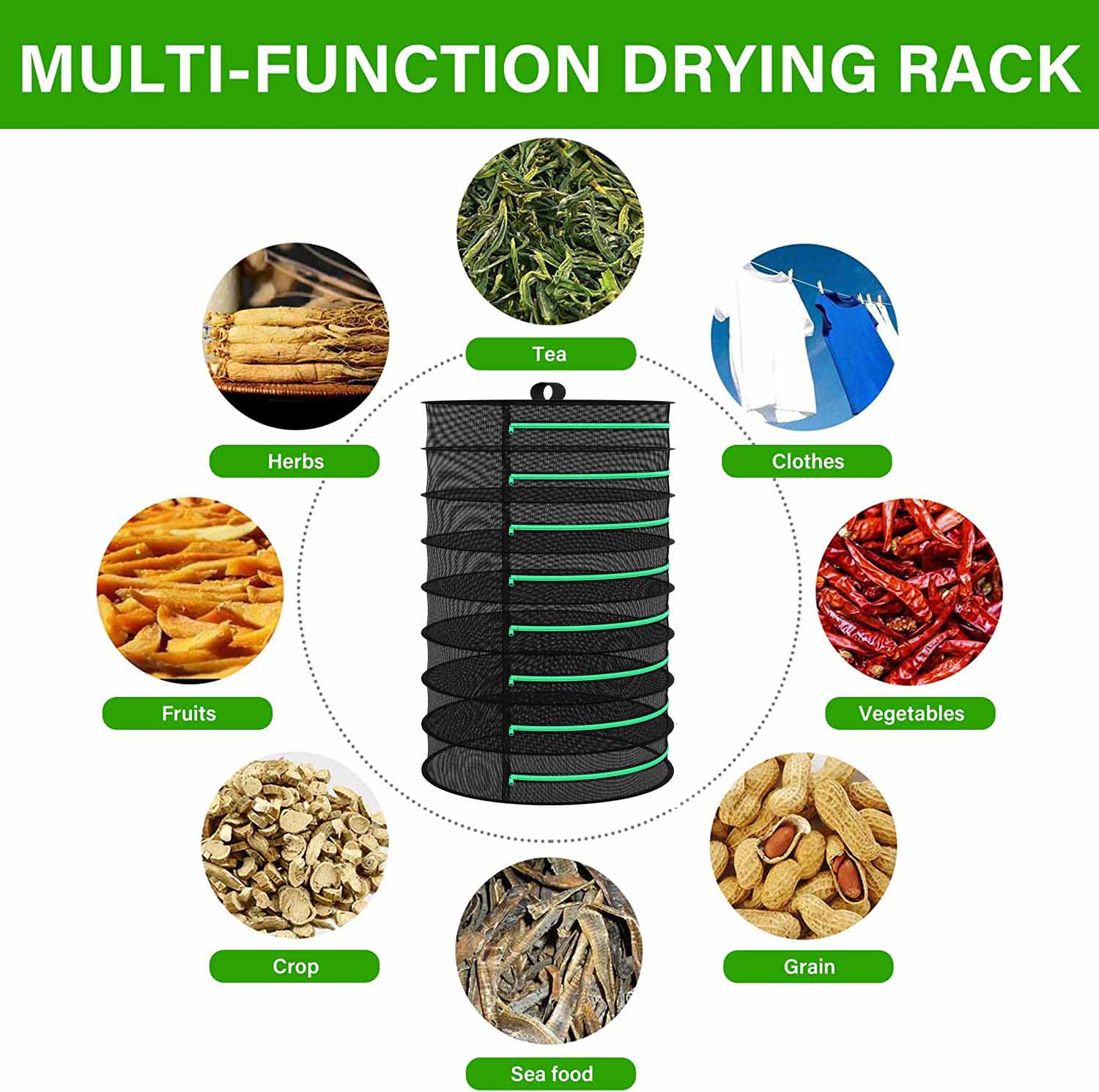 Premium 8-Layer Foldable Mesh Drying Rack - 162cm
