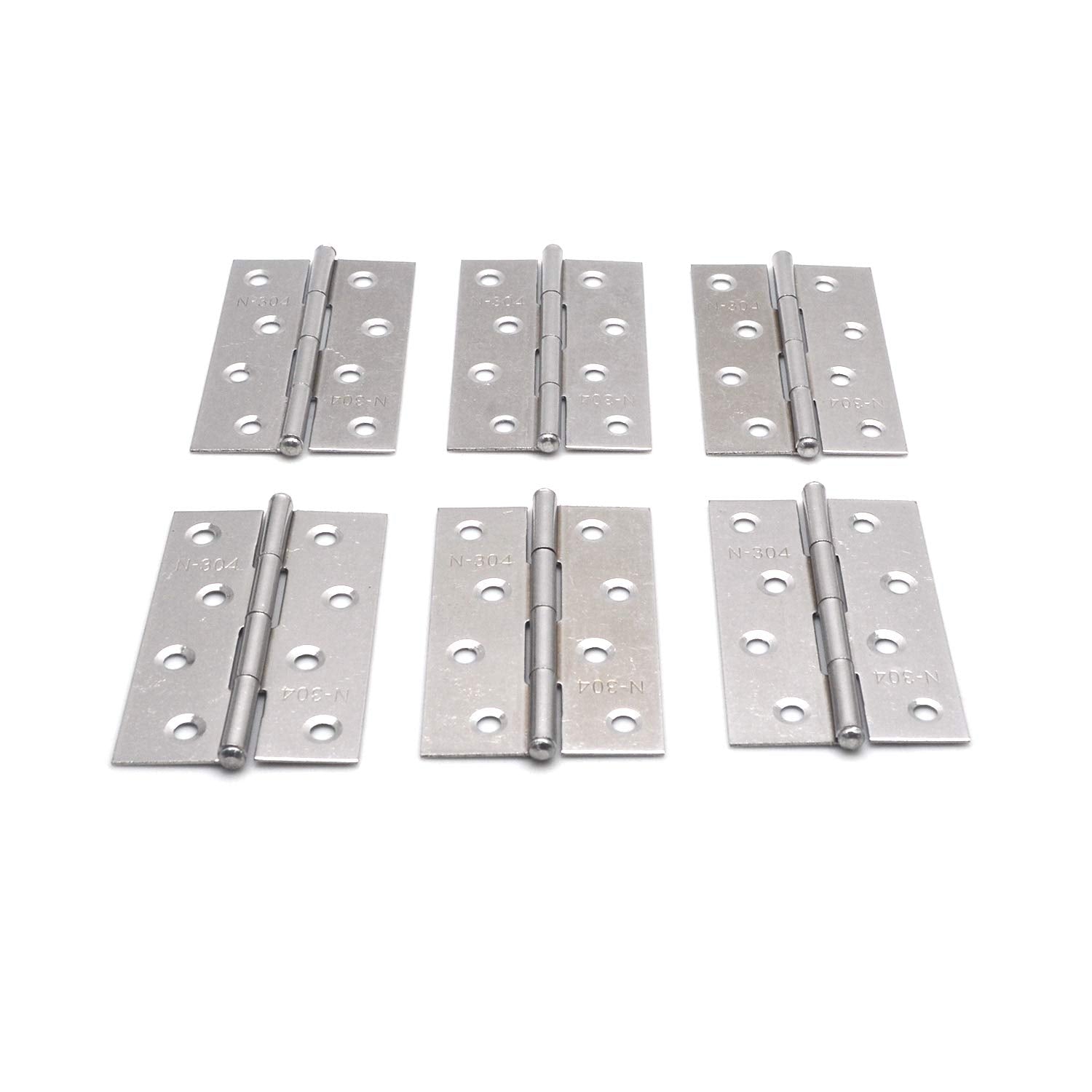 304 Stainless Steel Hinges 89mm x 54mm, Pack of 6, Easy Install for Cabinets - SuperSaverAU - view 1