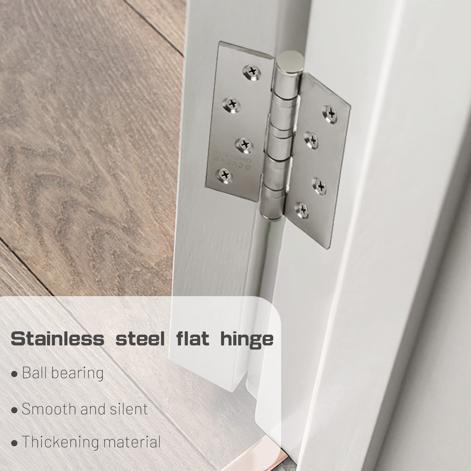304 Stainless Steel Hinges 10cm x 7.6cm - Easy Install, 2 Pack - SuperSaverAU - view 2