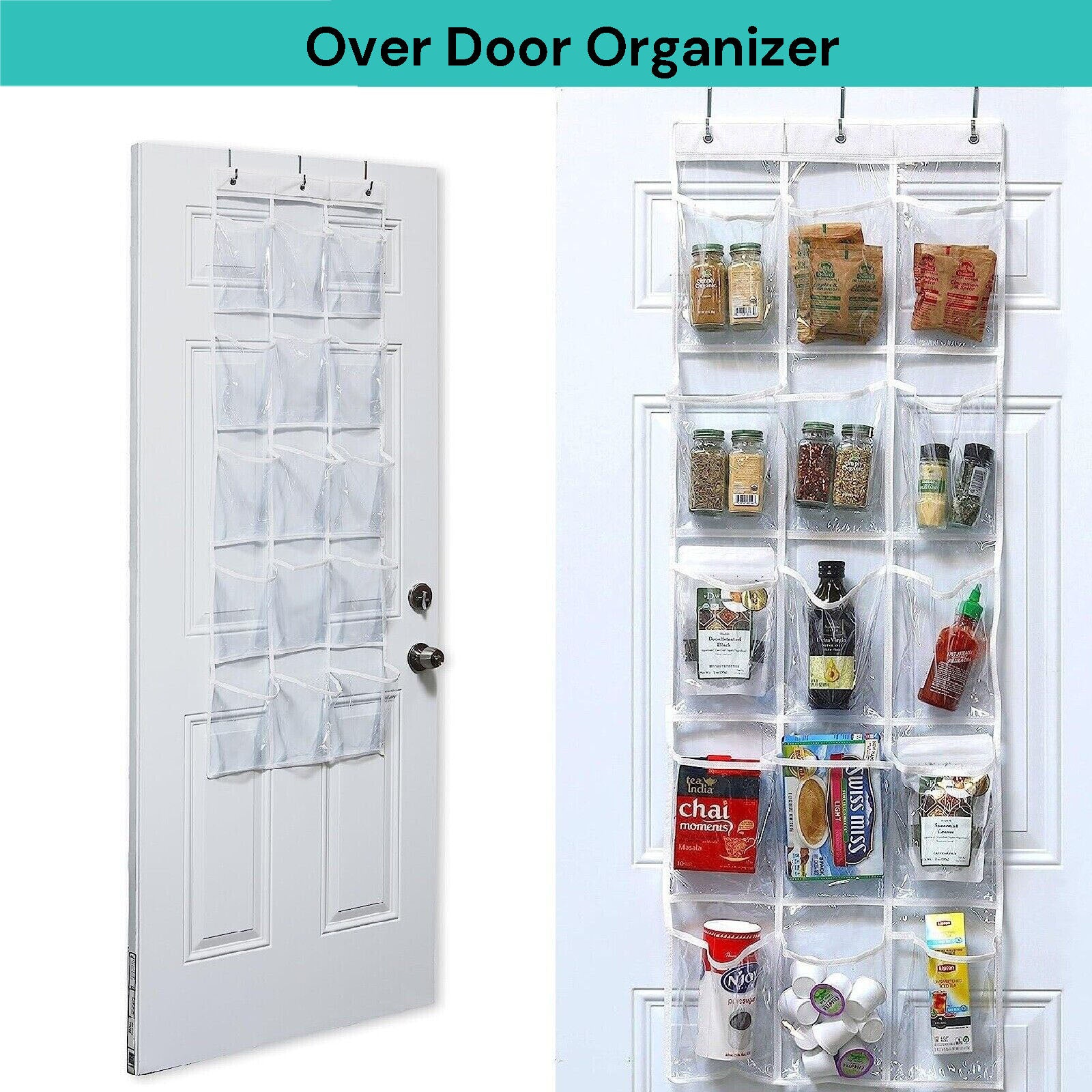 Premium Over Door Hanging Organiser with 15 Pockets - Transparent