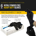Premium Black Nitrile Disposable Gloves 6 Mil Latex-Free - Large, 100 Pack