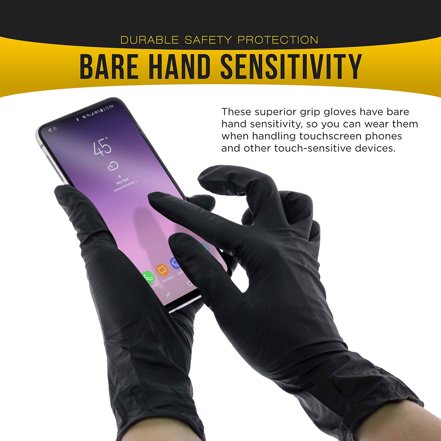 Premium Black Nitrile Disposable Gloves 6 Mil Latex-Free - Large, 100 Pack