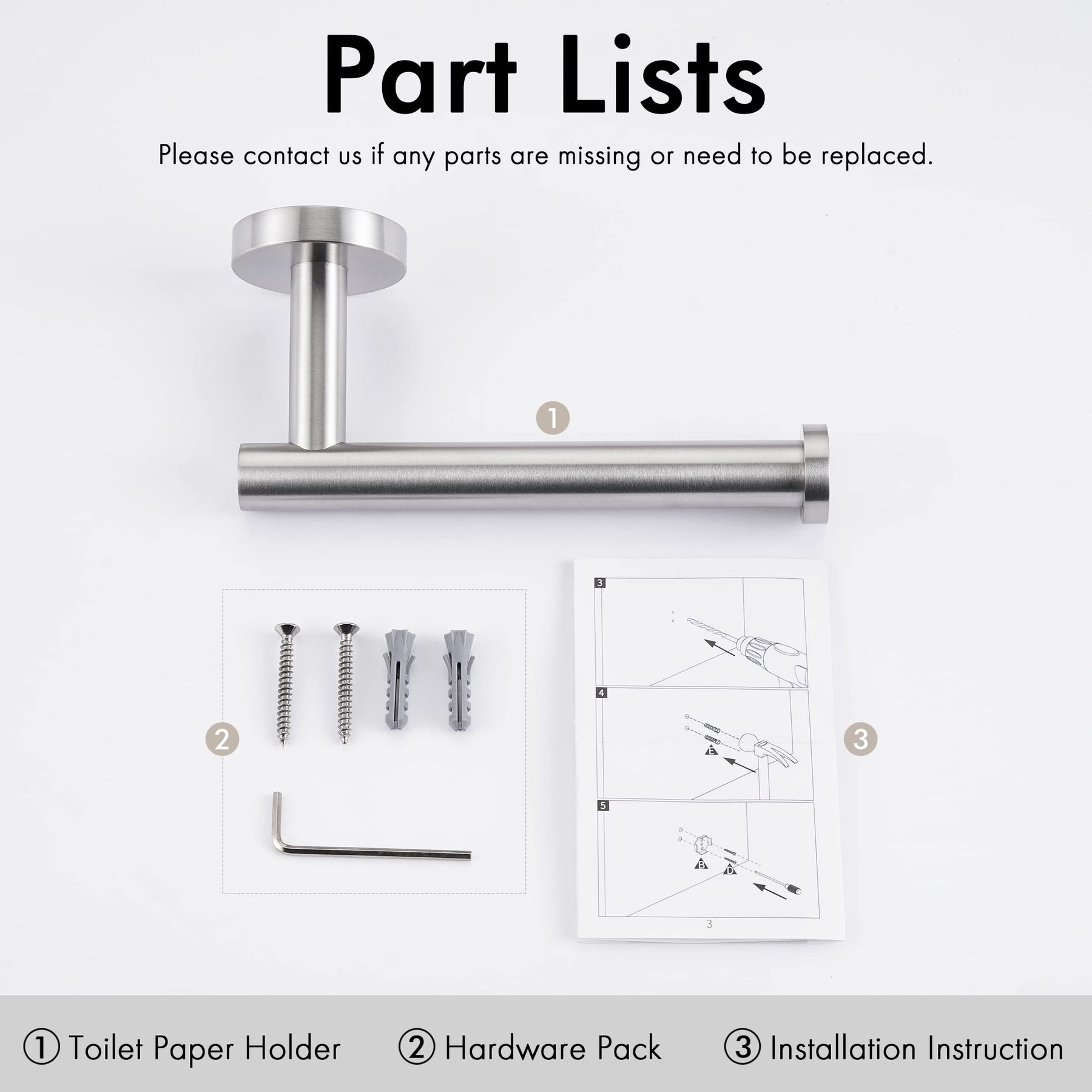Brushed Silver Toilet Paper Holder, SUS304 Stainless Steel, 75mm x 155mm x 25mm - SuperSaverAU - view 3