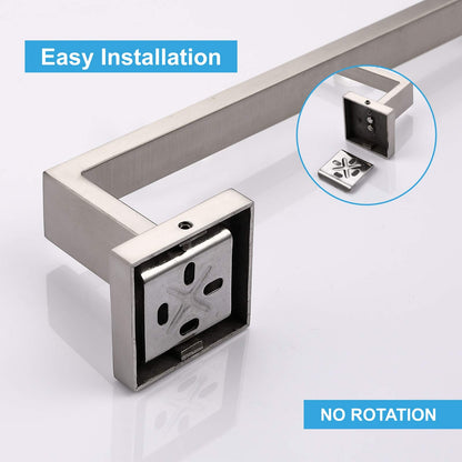 SUS304 Stainless Steel Square Hand Towel Holder Ring 25cm Brushed Nickel