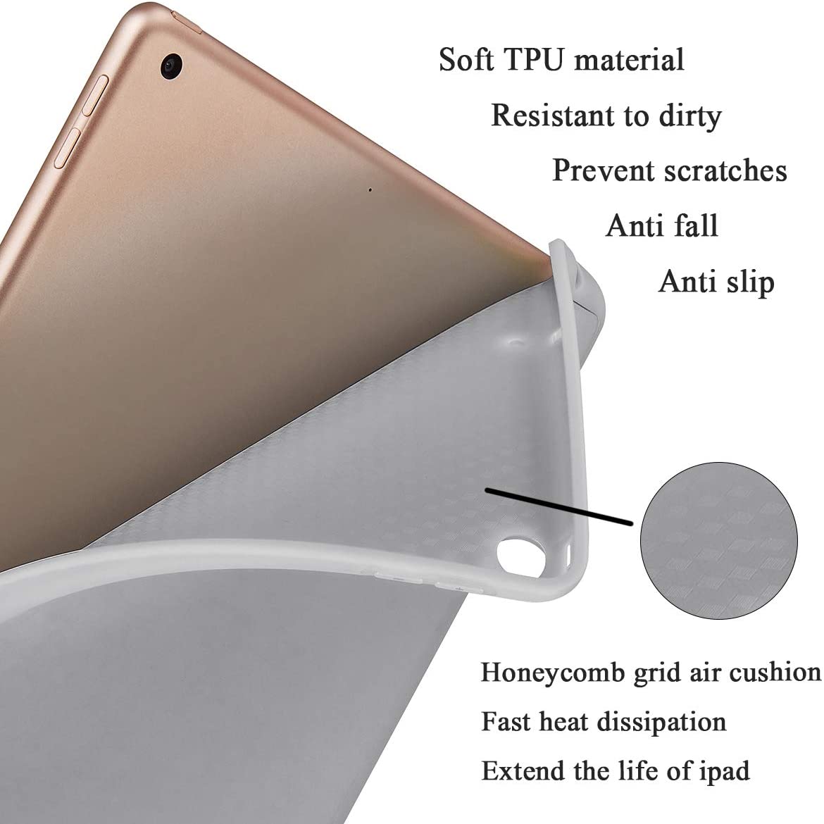 iPad 10.2 Inch 2019 Slim Smart TPU Soft Case Grey with Pencil Holder - SuperSaverAU - view 1