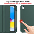 Premium Dark Green iPad 10th Gen 10.9 Smart Clear Case with Pencil Holder
