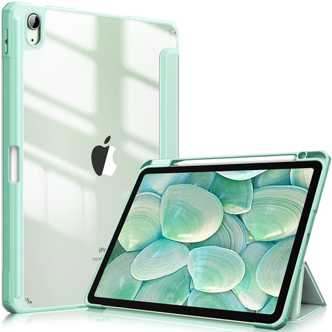 Premium Green iPad 10th Gen 10.9 Smart Clear Case with Pencil Holder