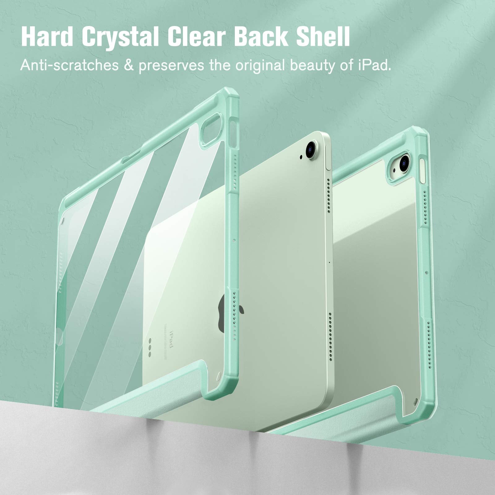 Premium Green iPad 10th Gen 10.9 Smart Clear Case with Pencil Holder