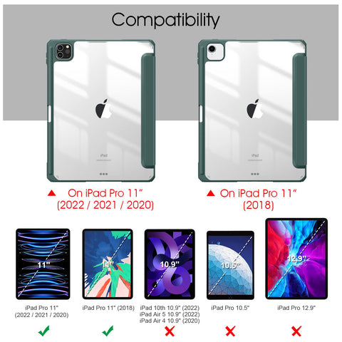 Premium Dark Green iPad Pro 11 Soft TPU Smart Case with Pencil Holder
