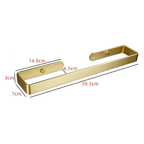 Gold Stainless Steel Paper Towel Holder, 40cm, Self-Adhesive or Screw Mount - SuperSaverAU - view 2