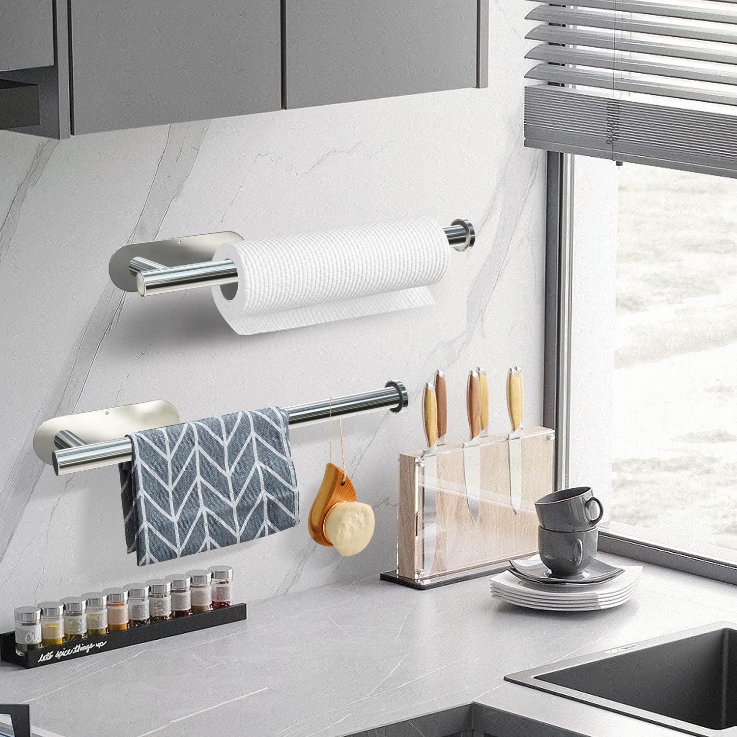 SUS 304 Stainless Steel Paper Towel Holder 30cm, Waterproof, Wall Mount, Silver - SuperSaverAU - view 3