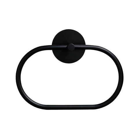 Black Bathroom Towel Ring, SUS304 Stainless Steel, 21.8cm x 12.8cm, Easy Install - SuperSaverAU - view 1