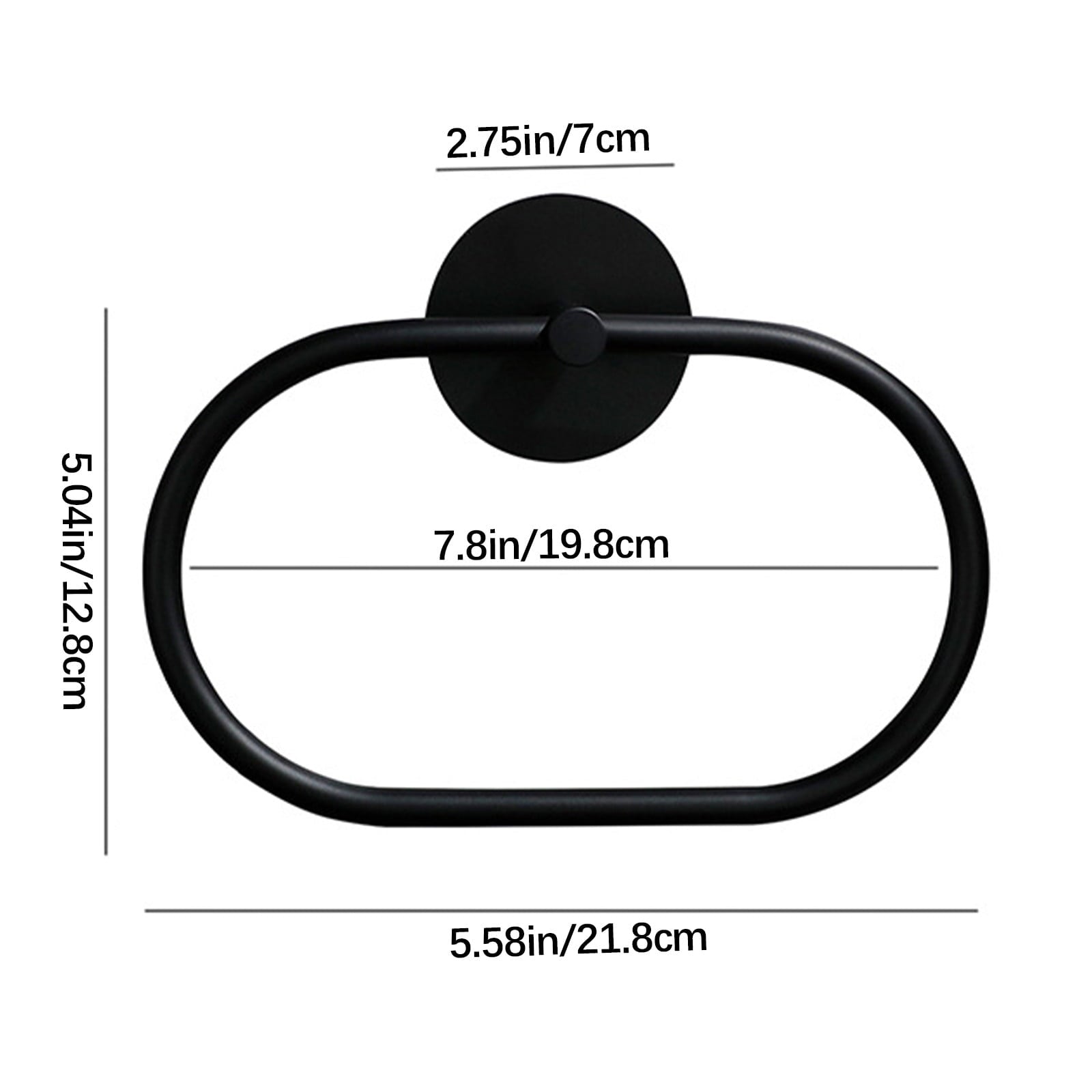 Black Bathroom Towel Ring, SUS304 Stainless Steel, 21.8cm x 12.8cm, Easy Install - SuperSaverAU - view 2