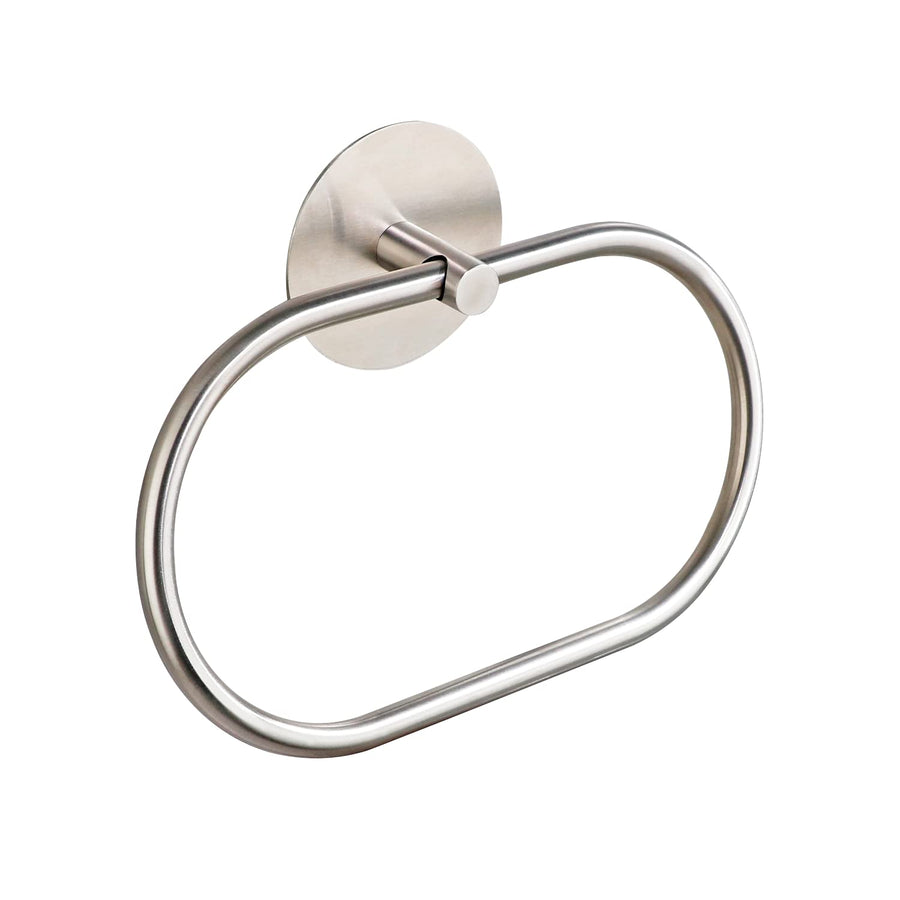 SUS304 Stainless Steel Bathroom Towel Ring 18cm x 16cm Matte Black Adhesive Holder - SuperSaverAU - view 1