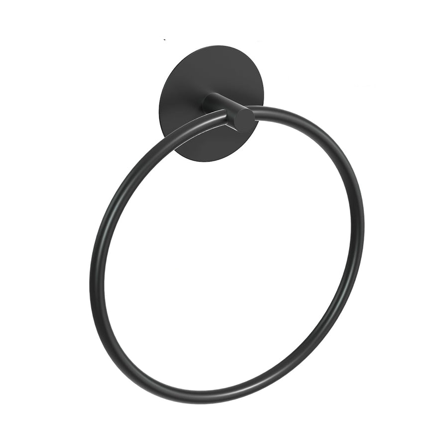 Black Bathroom Towel Ring, SUS304 Stainless Steel, 18cm x 16cm, Easy Install - SuperSaverAU - view 1
