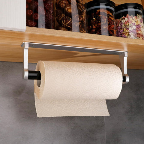 Premium Aluminum Paper Towel Holder, 32.5cm, Retractable, Wall Mount, Silver - SuperSaverAU - view 1