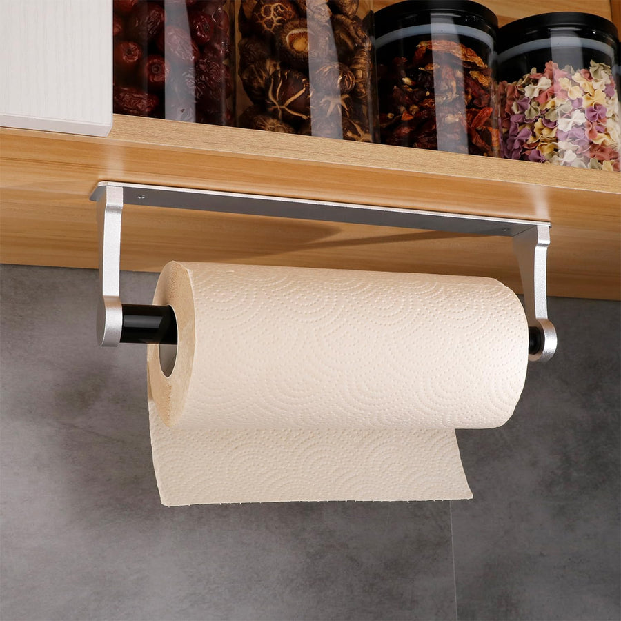 Premium Aluminum Paper Towel Holder, 32.5cm, Retractable, Wall Mount, Silver - SuperSaverAU - view 1