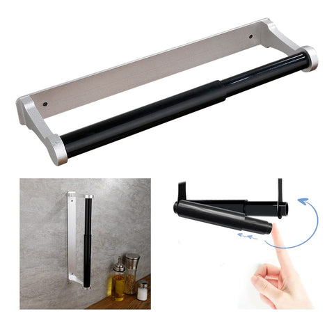 Premium Aluminum Paper Towel Holder, 32.5cm, Retractable, Wall Mount, Silver - SuperSaverAU - view 2